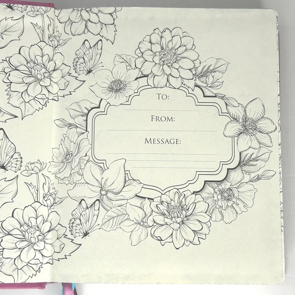Tyndale One Year Bible Expressions NLT Pink Floral Faux Leather Journaling Bible